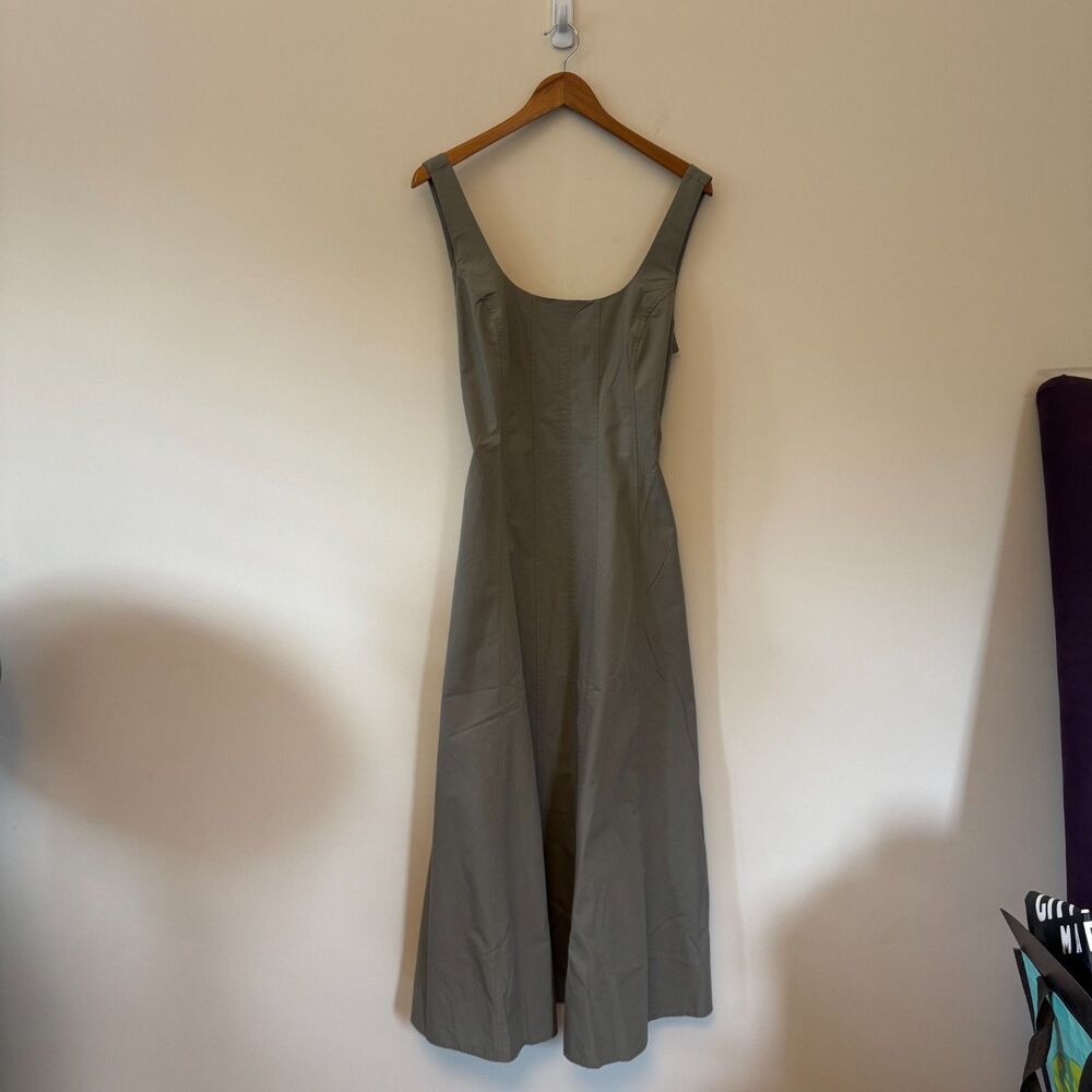 Oak & Fort Square Neck Vetiver Green Maxi Dress Size Large - Picture 3 of 8